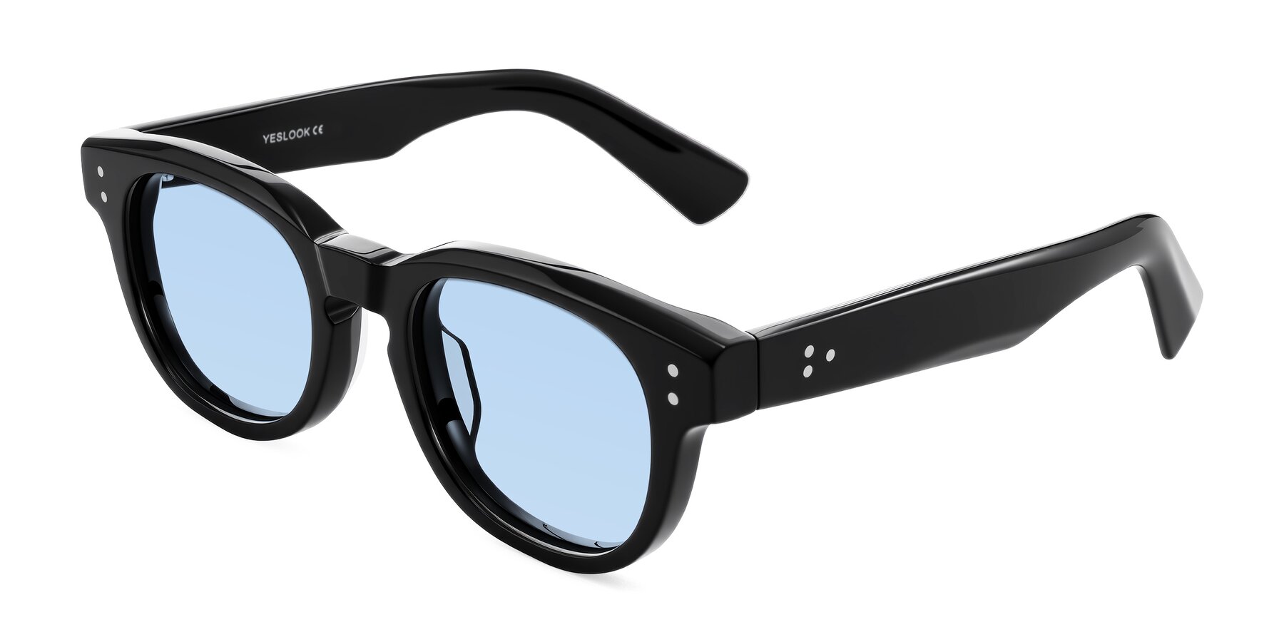 Angle of Jasiri in Black with Light Blue Tinted Lenses