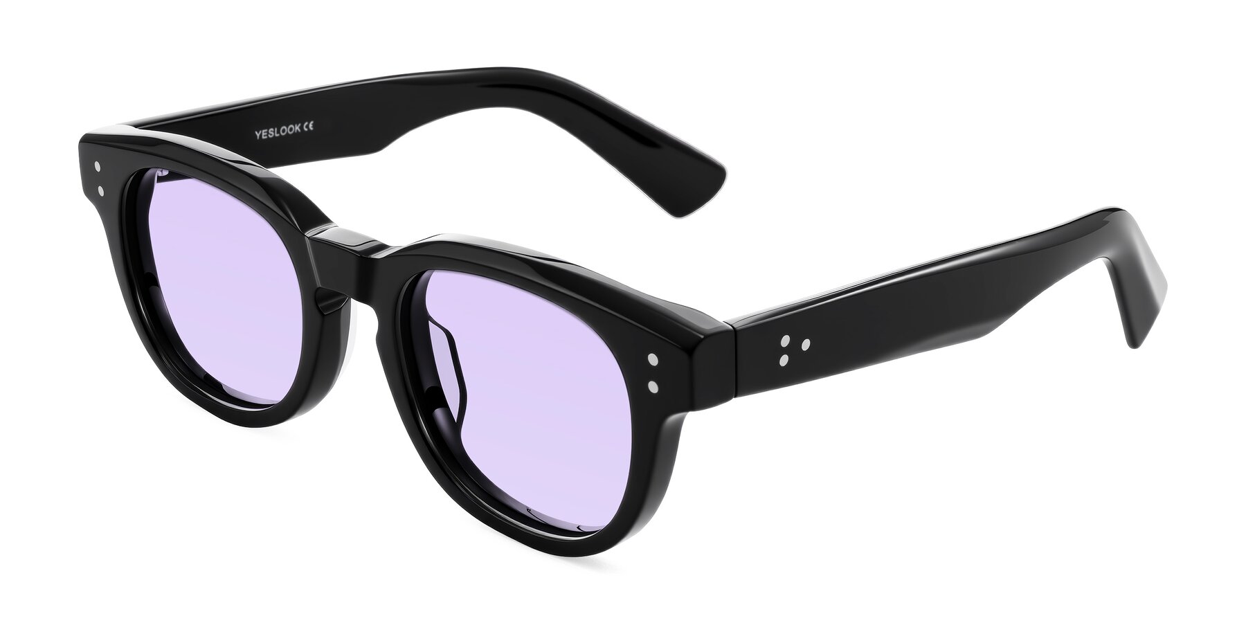 Angle of Jasiri in Black with Light Purple Tinted Lenses
