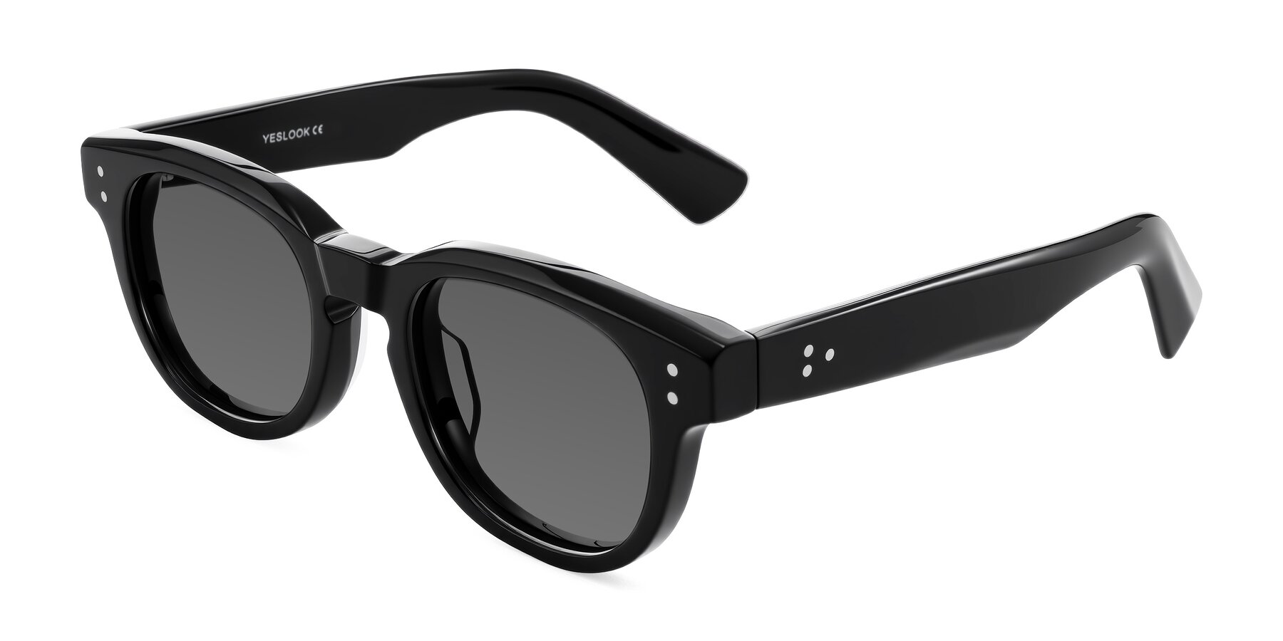 Angle of Jasiri in Black with Medium Gray Tinted Lenses