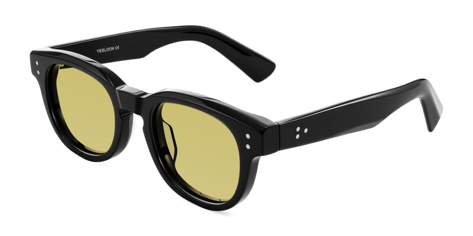 Angle of Jasiri in Black with Medium Champagne Tinted Lenses