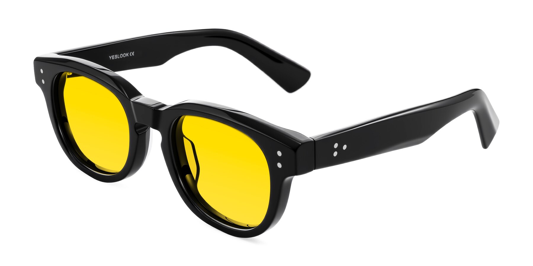 Angle of Jasiri in Black with Yellow Tinted Lenses