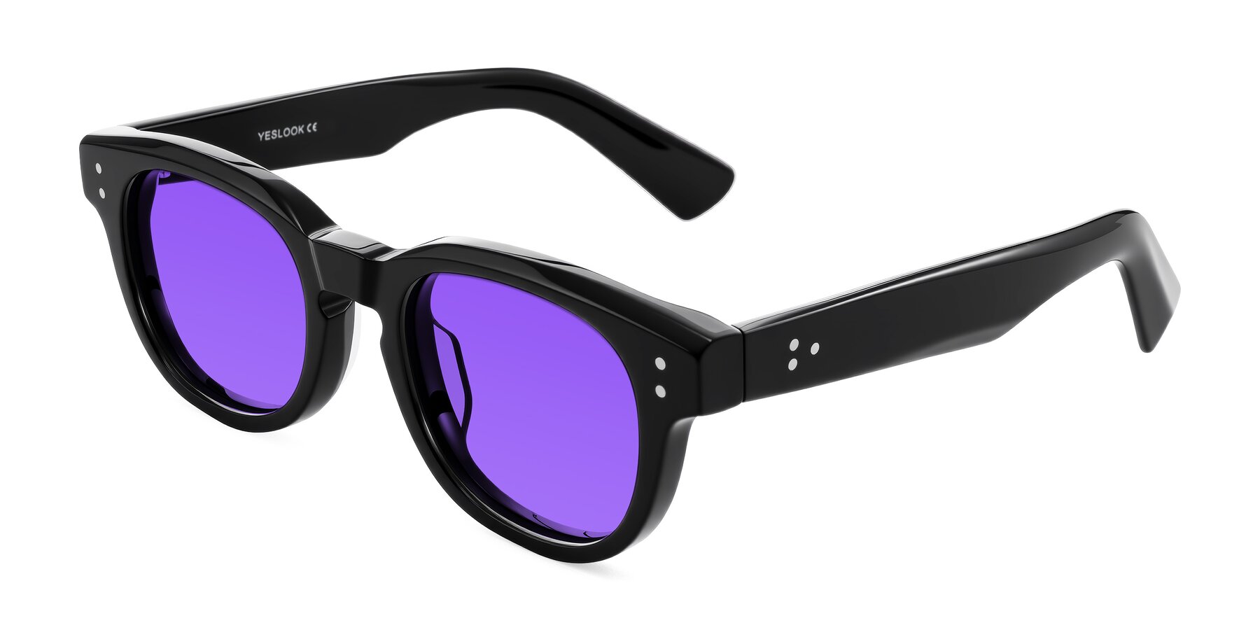 Angle of Jasiri in Black with Purple Tinted Lenses