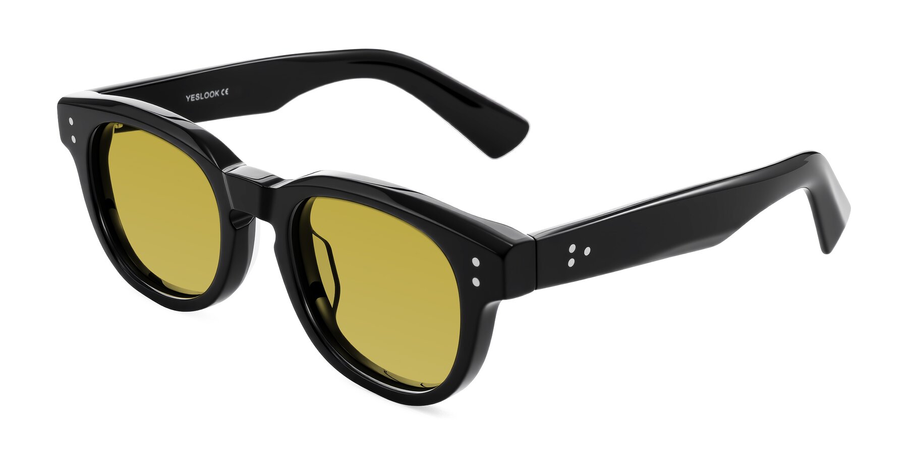 Angle of Jasiri in Black with Champagne Tinted Lenses