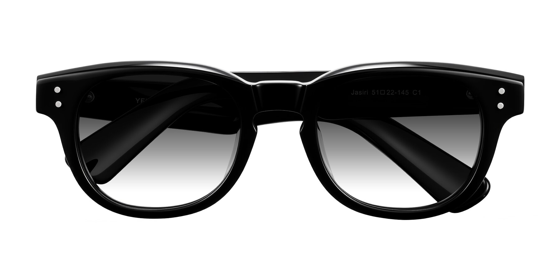 Folded Front of Jasiri in Black with Gray Gradient Lenses