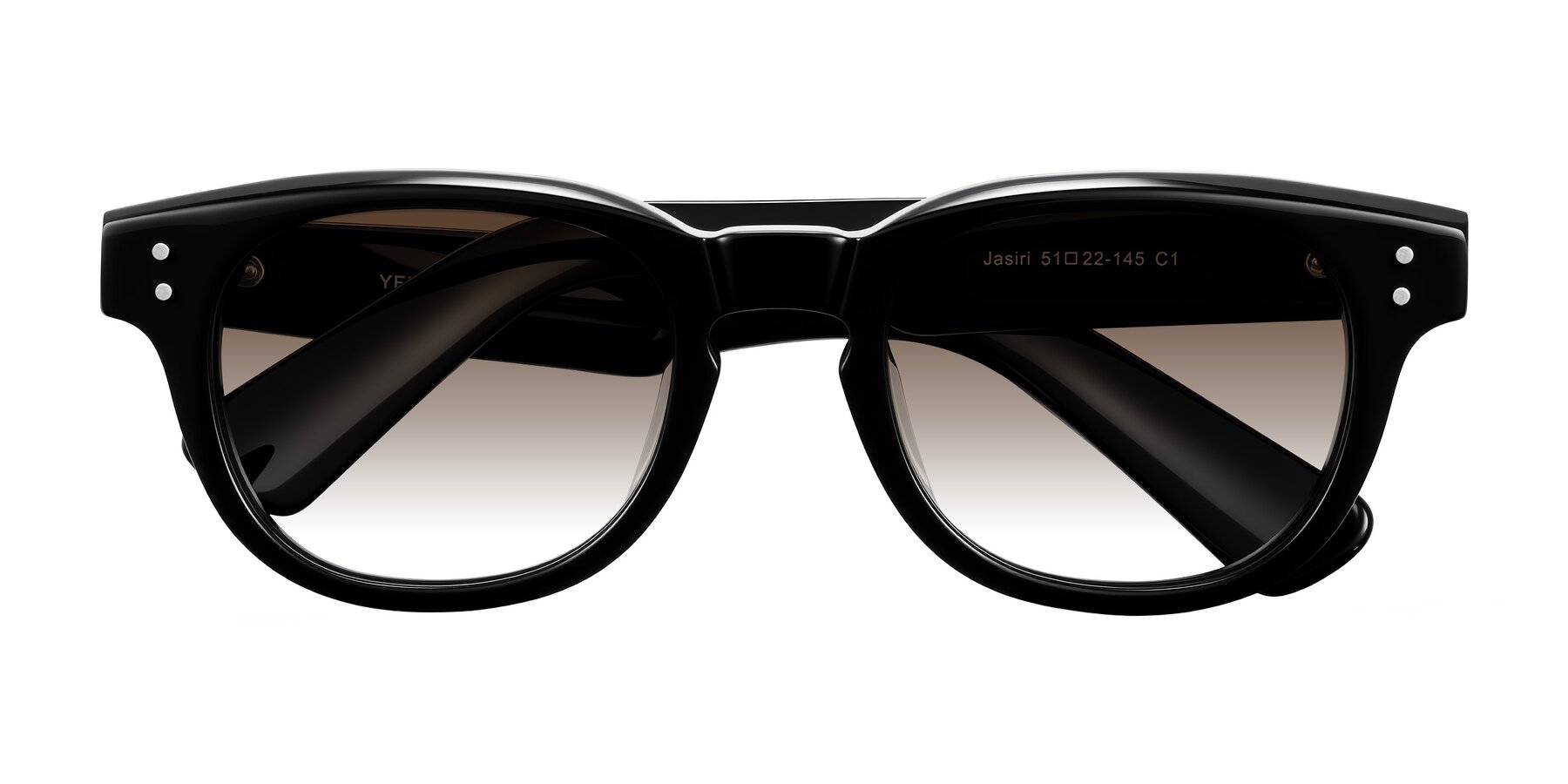 Folded Front of Jasiri in Black with Brown Gradient Lenses