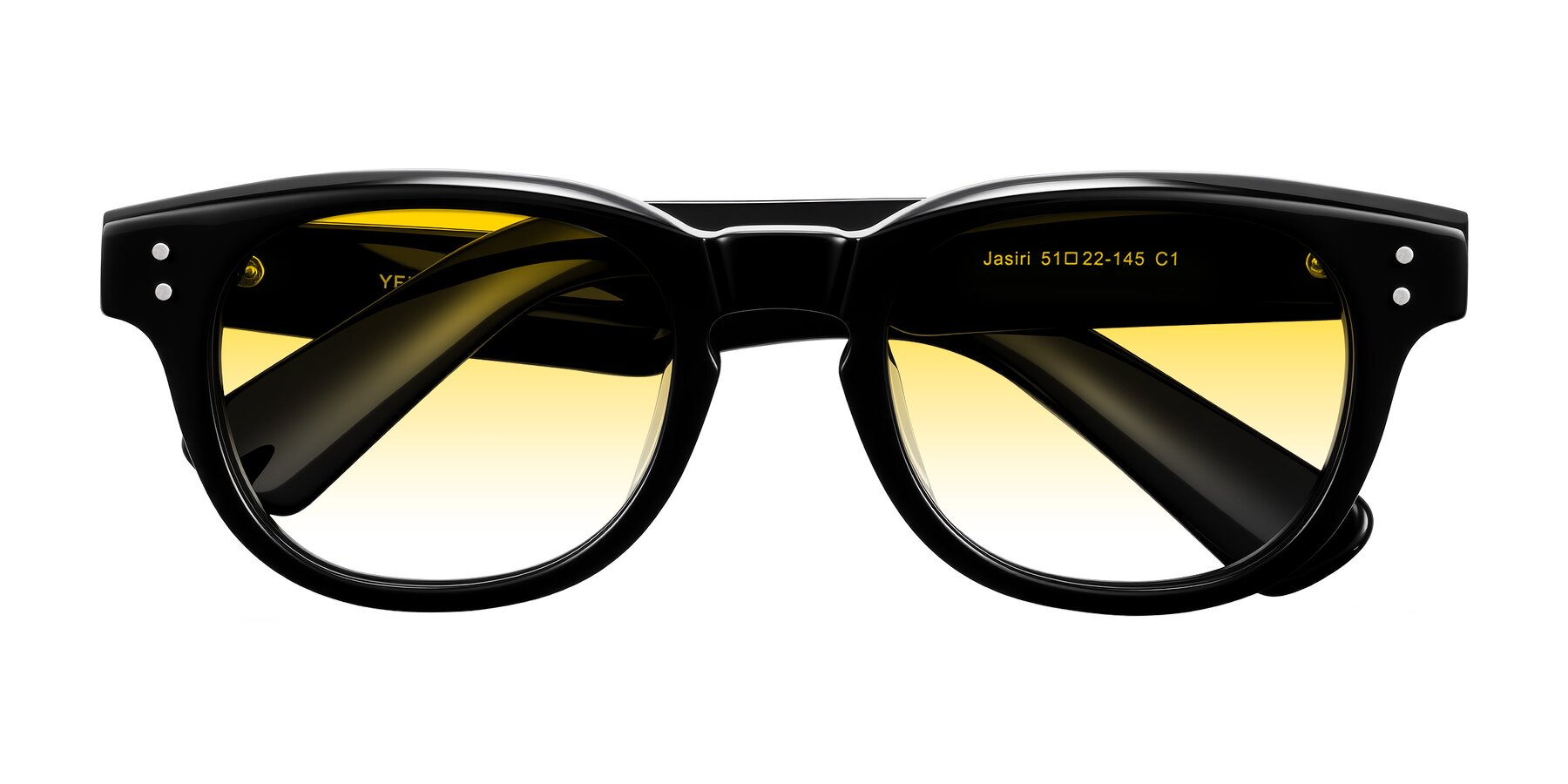Folded Front of Jasiri in Black with Yellow Gradient Lenses