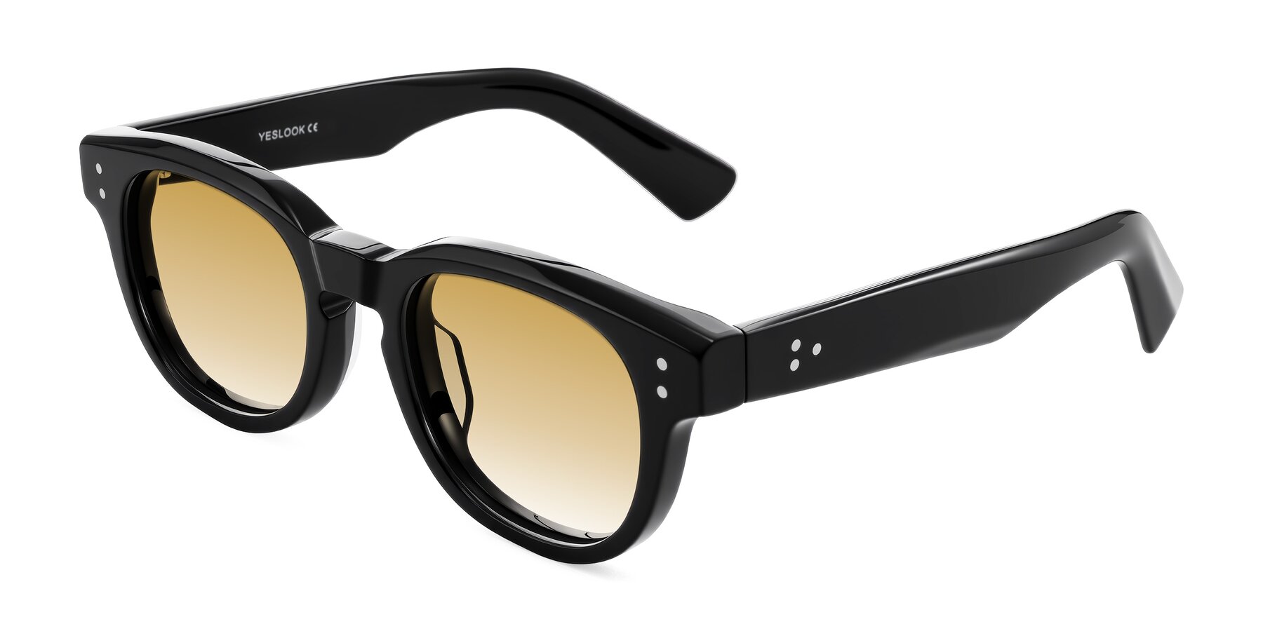 Angle of Jasiri in Black with Champagne Gradient Lenses