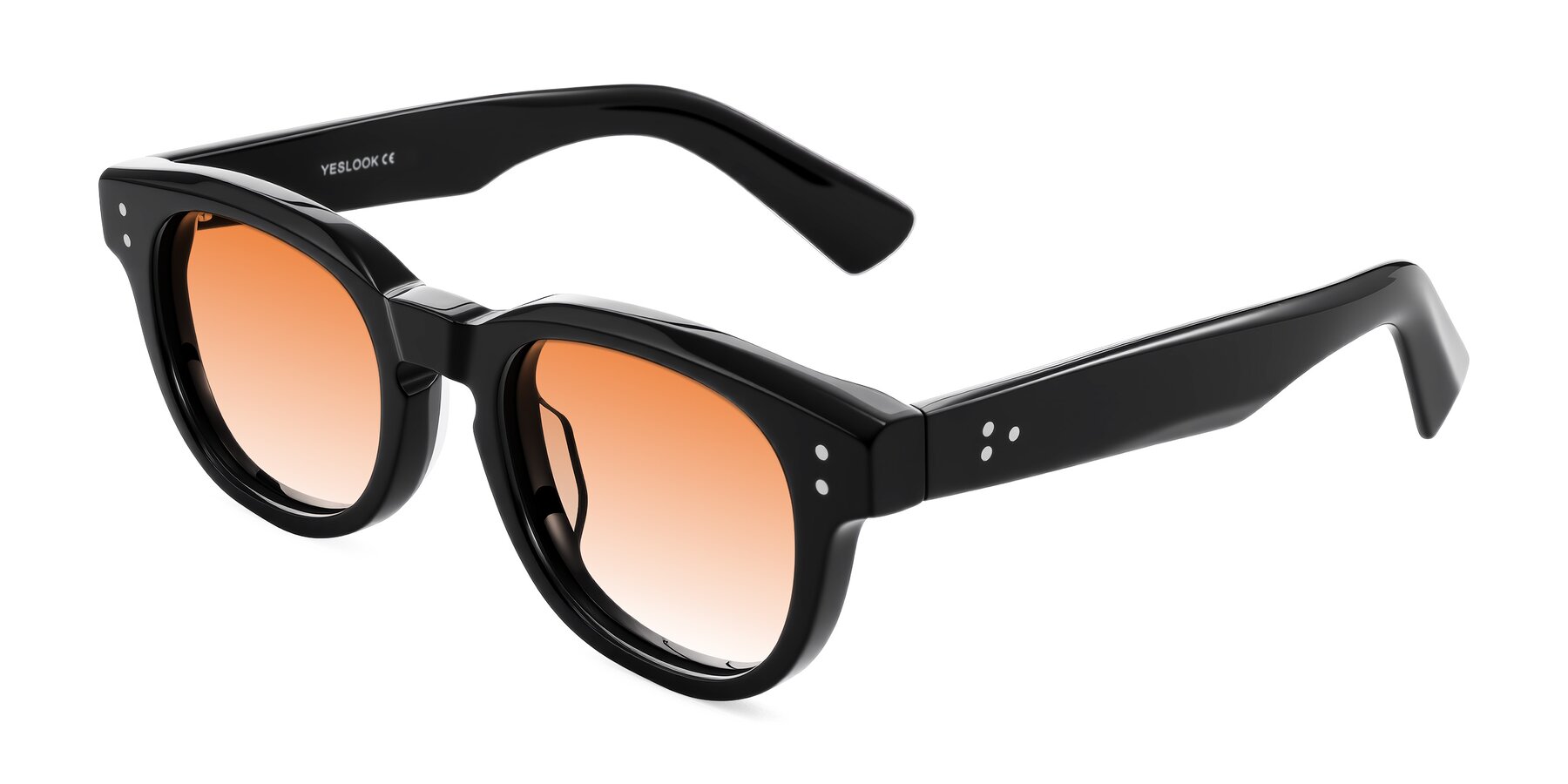 Angle of Jasiri in Black with Orange Gradient Lenses