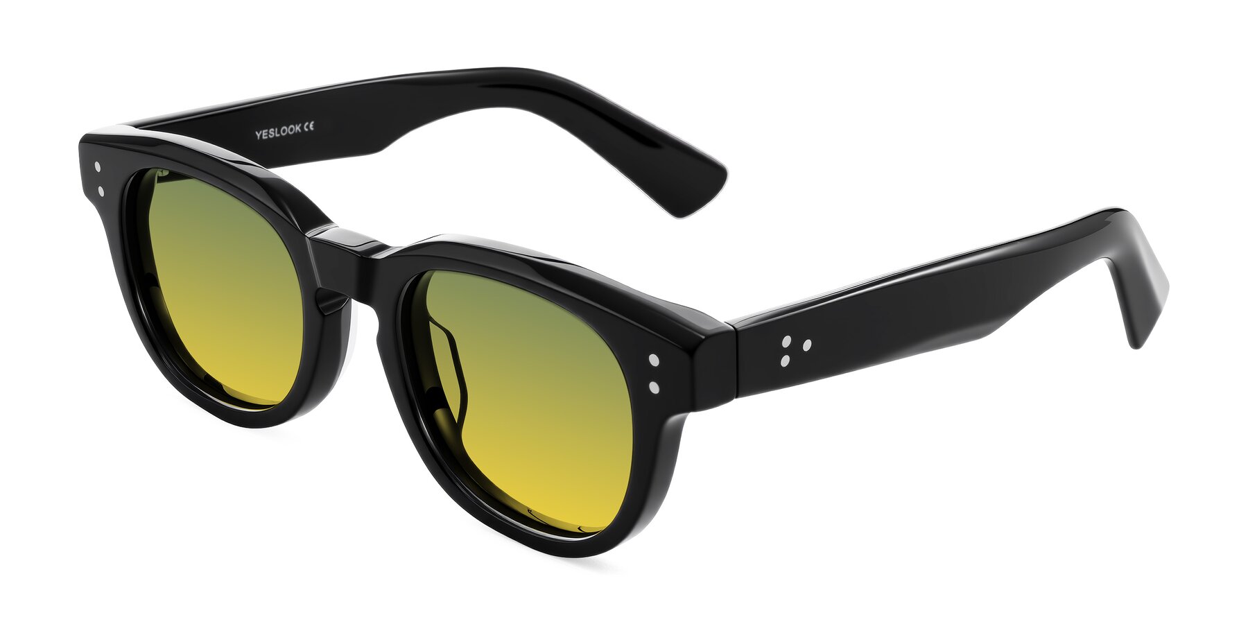 Angle of Jasiri in Black with Green / Yellow Gradient Lenses