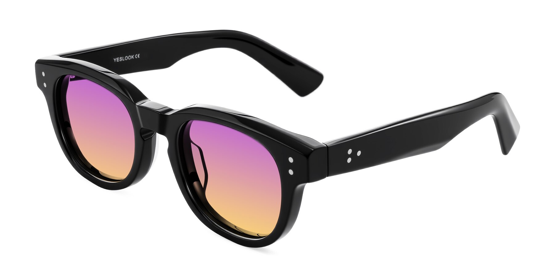 Angle of Jasiri in Black with Purple / Yellow Gradient Lenses