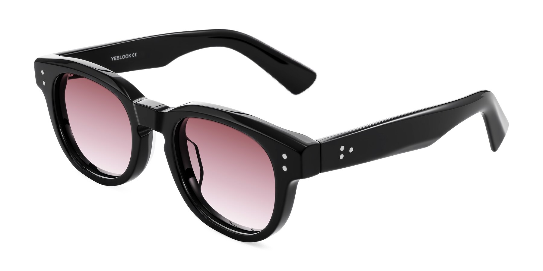 Angle of Jasiri in Black with Garnet Gradient Lenses