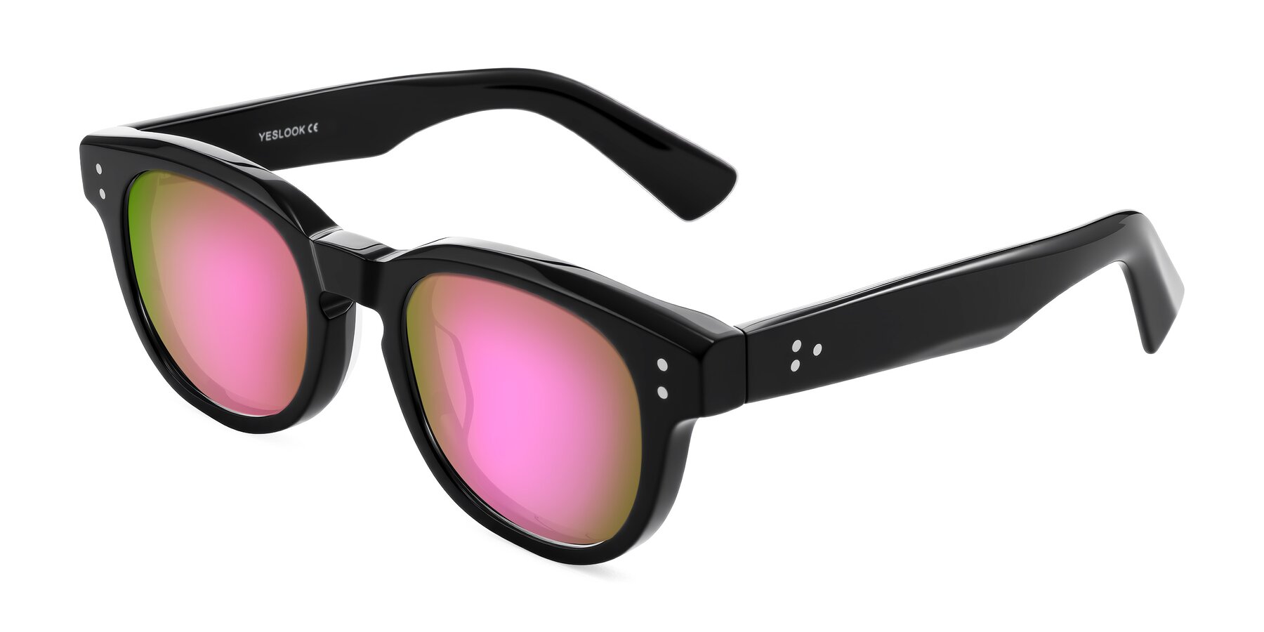 Angle of Jasiri in Black with Pink Mirrored Lenses