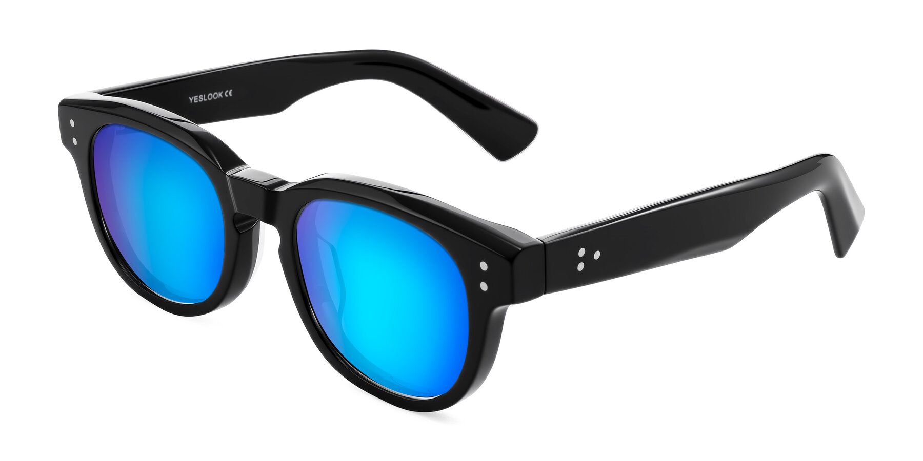 Angle of Jasiri in Black with Blue Mirrored Lenses