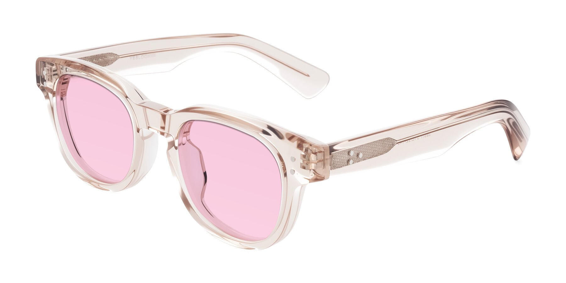 Angle of Jasiri in Light Amber with Light Pink Tinted Lenses