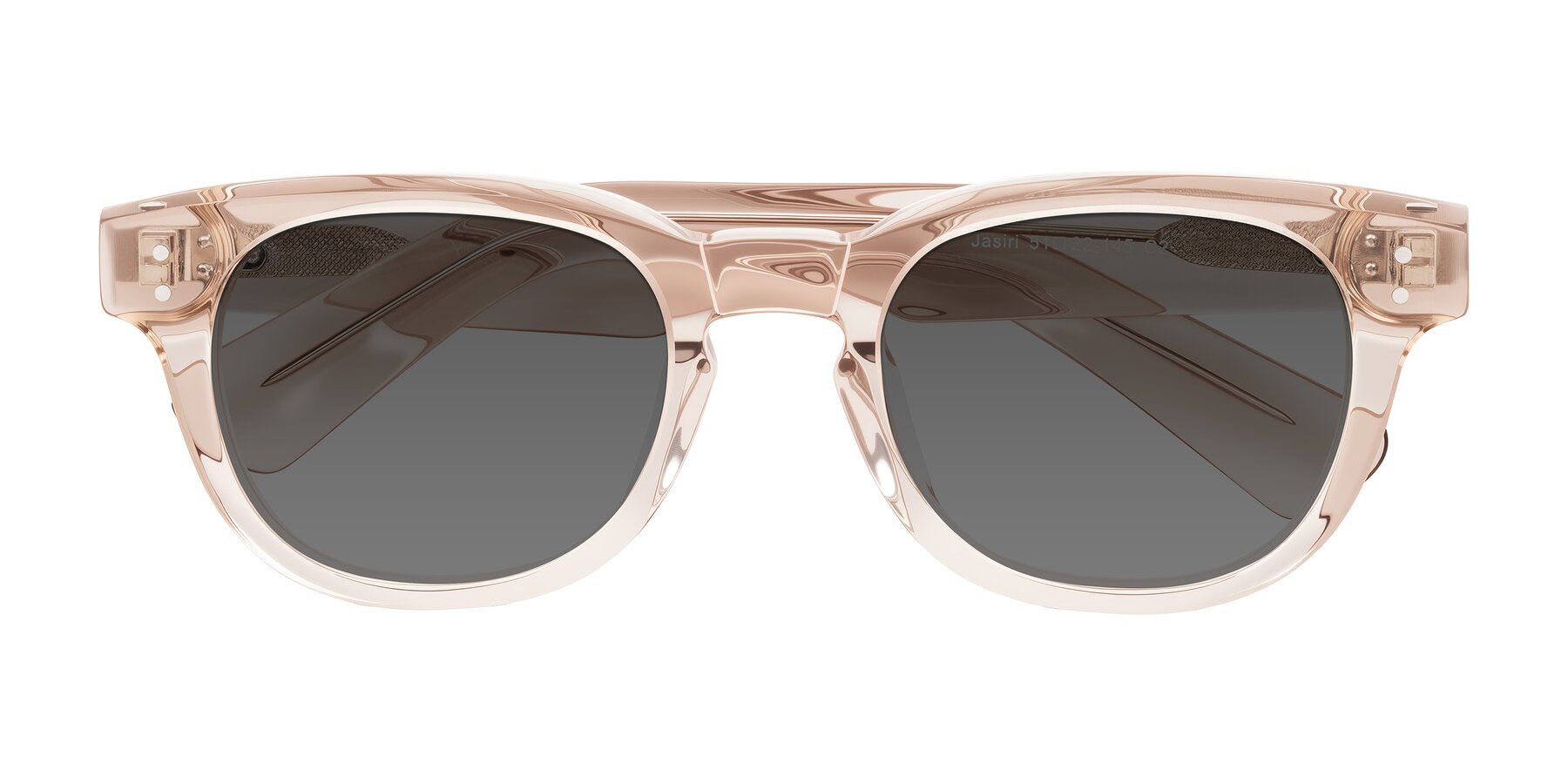 Folded Front of Jasiri in Light Amber with Medium Gray Tinted Lenses