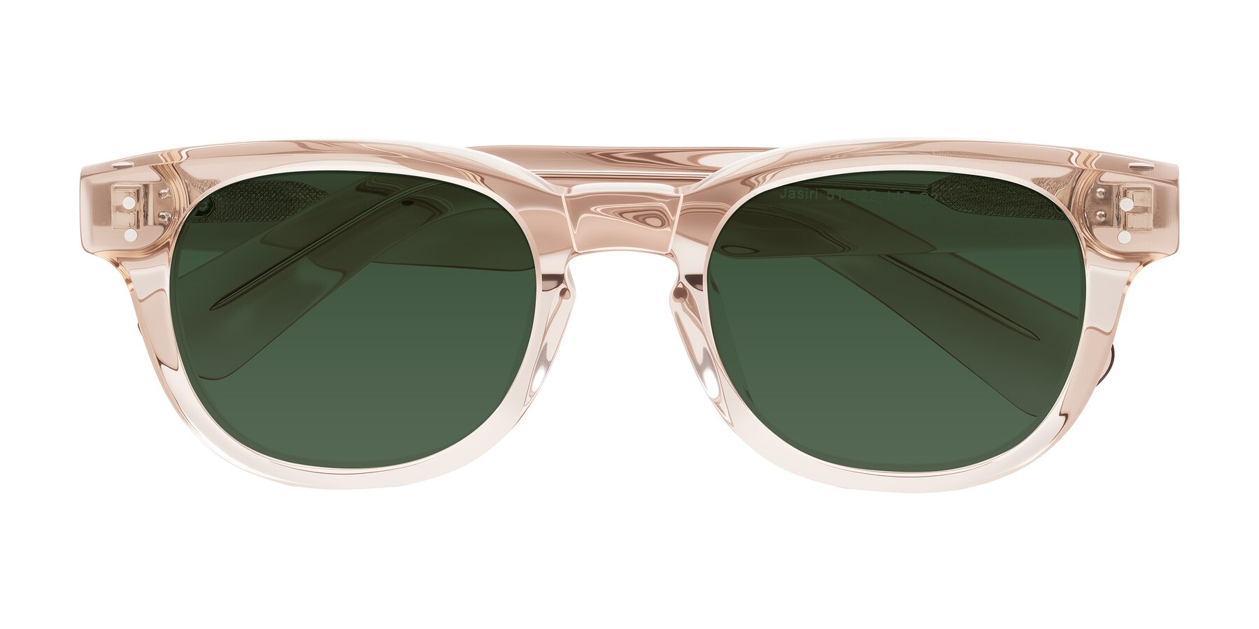 Folded Front of Jasiri in Light Amber with Green Tinted Lenses