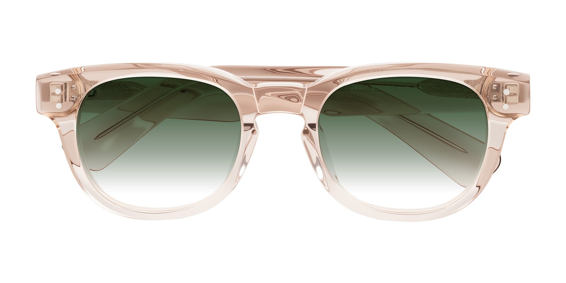 Folded Front of Jasiri in Light Amber with Green Gradient Lenses