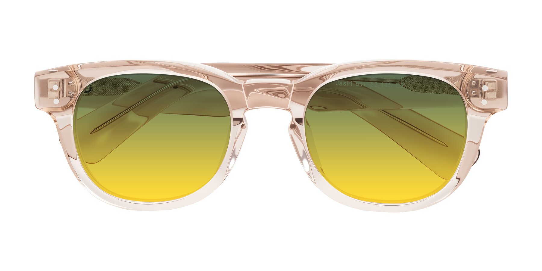 Folded Front of Jasiri in Light Amber with Green / Yellow Gradient Lenses