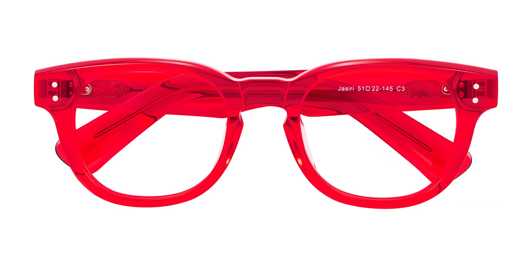 Folded Front of Jasiri in Chili Pepper with Clear Blue Light Blocking Lenses