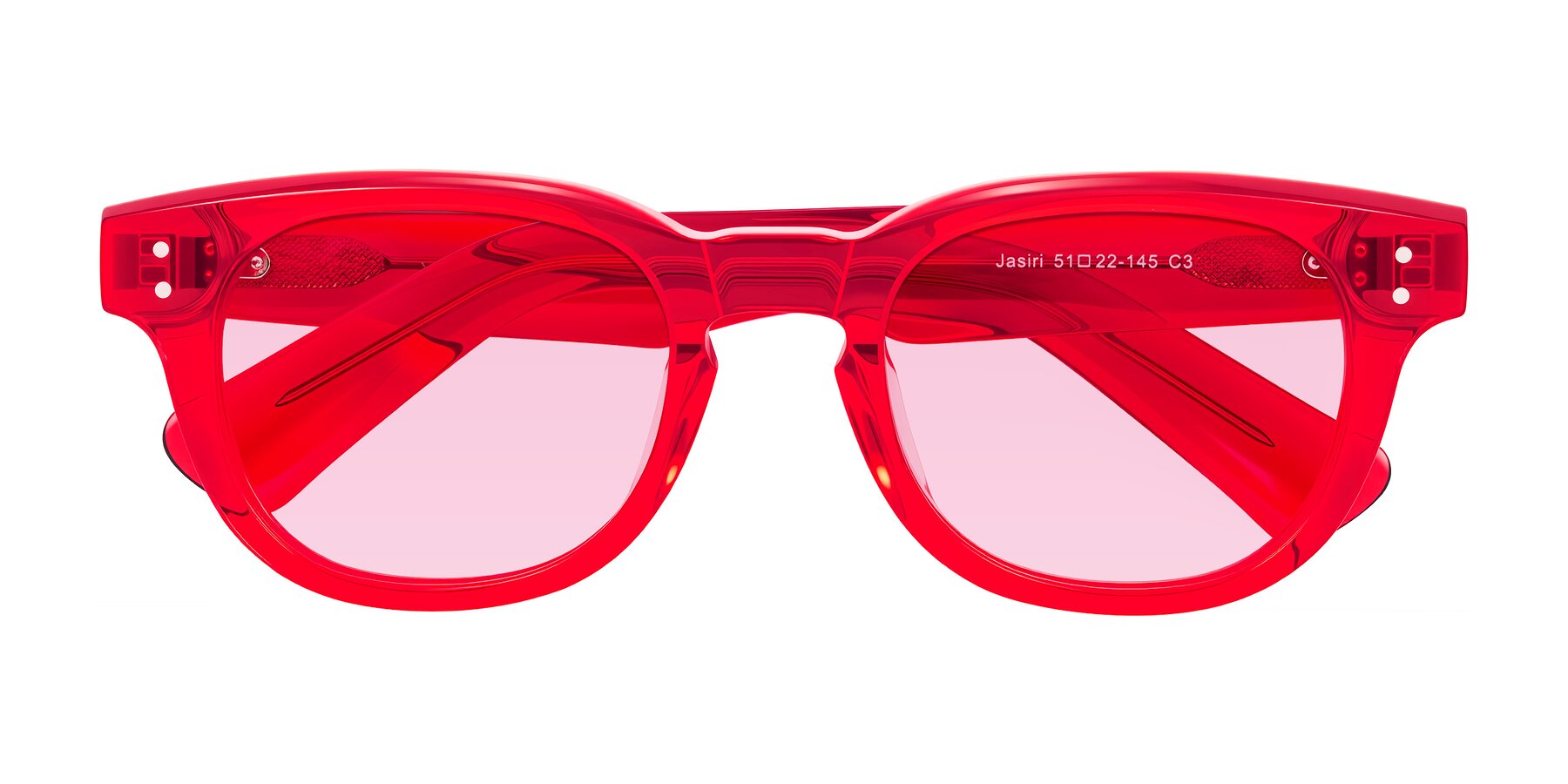 Folded Front of Jasiri in Chili Pepper with Light Pink Tinted Lenses