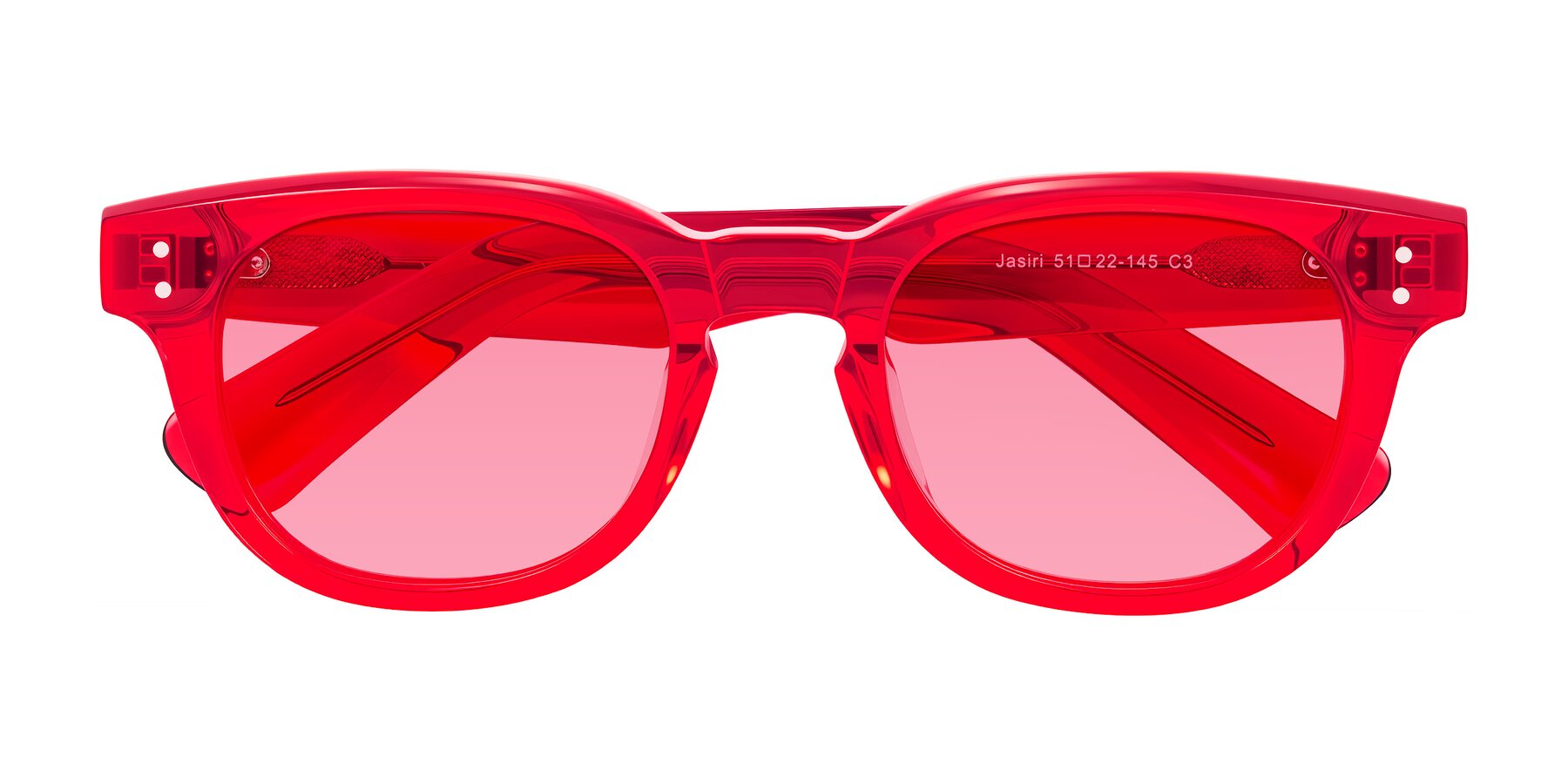 Folded Front of Jasiri in Chili Pepper with Pink Tinted Lenses