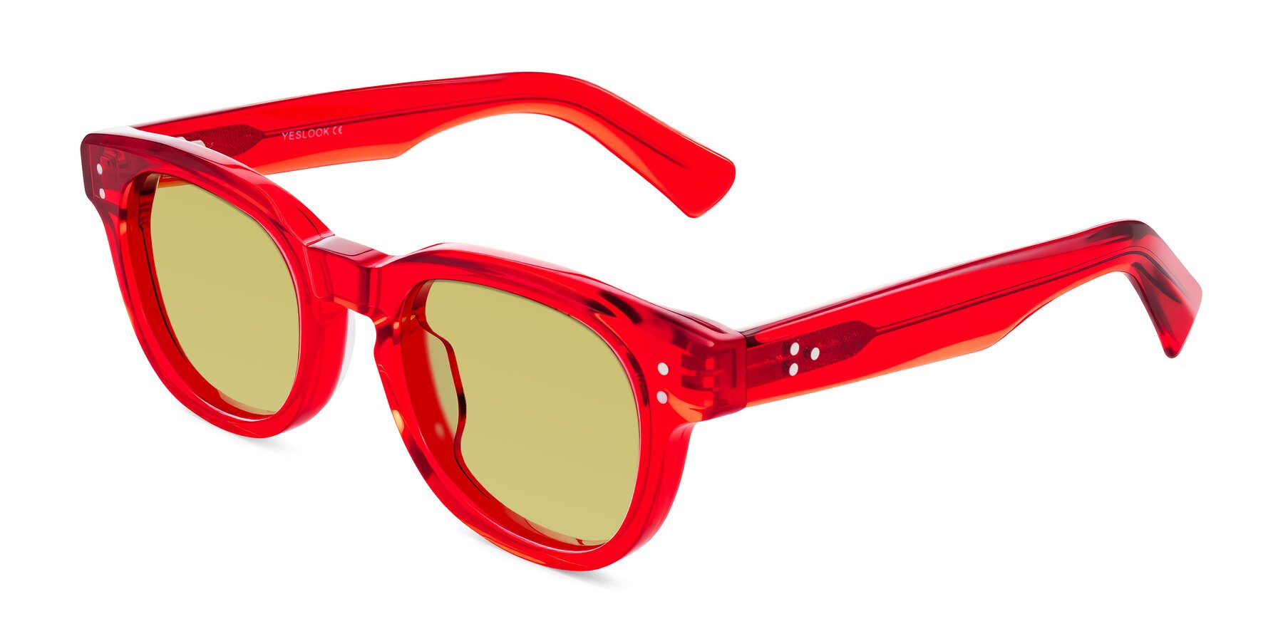 Angle of Jasiri in Chili Pepper with Medium Champagne Tinted Lenses