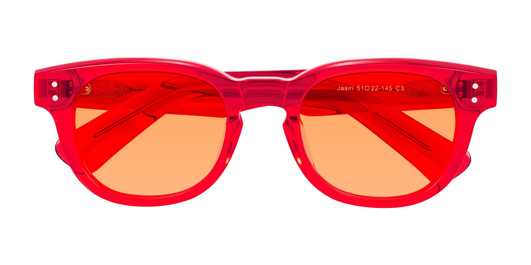 Folded Front of Jasiri in Chili Pepper with Medium Orange Tinted Lenses
