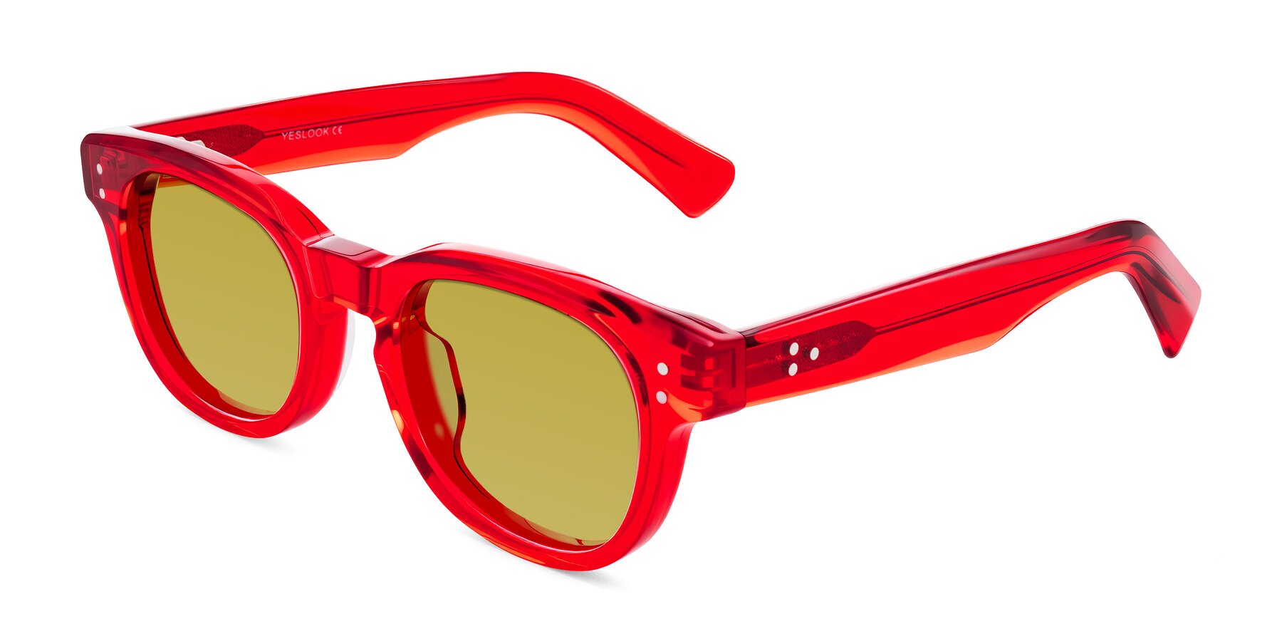 Angle of Jasiri in Chili Pepper with Champagne Tinted Lenses