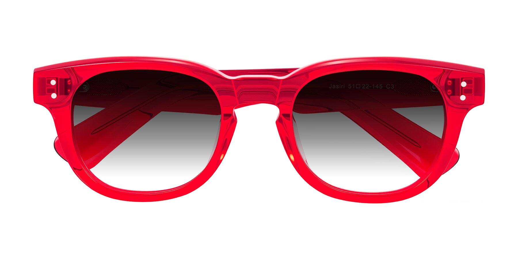 Folded Front of Jasiri in Chili Pepper with Gray Gradient Lenses