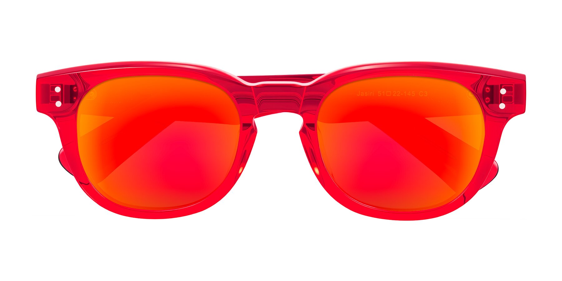 Folded Front of Jasiri in Chili Pepper with Red Gold Mirrored Lenses