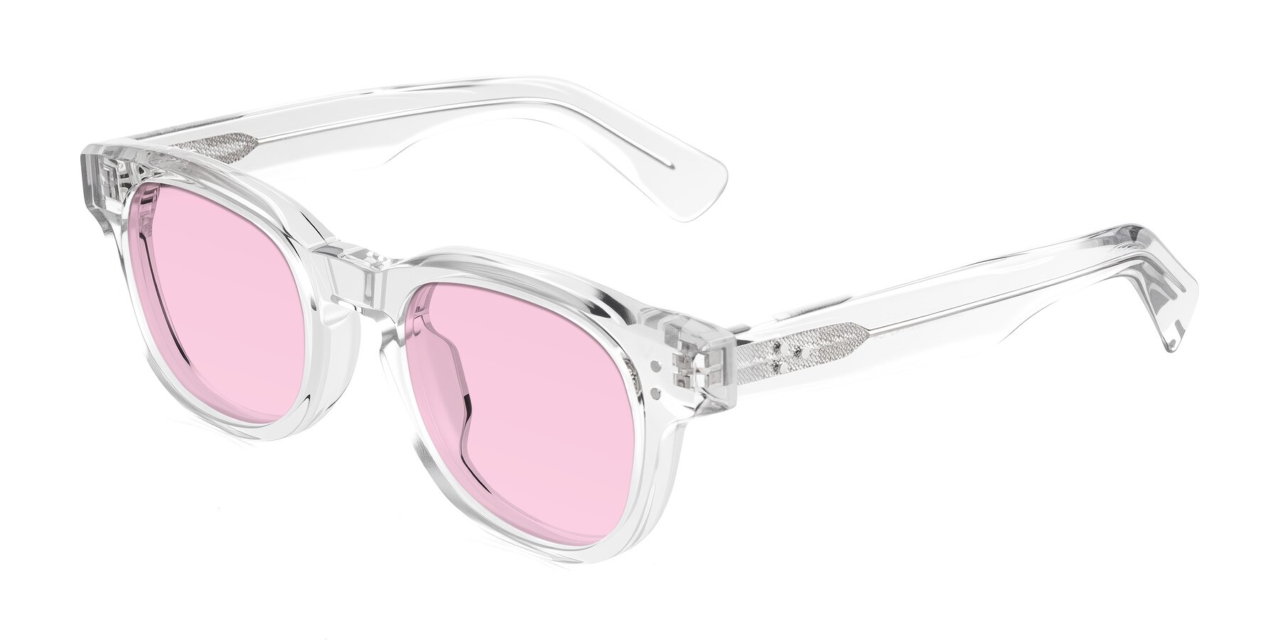 Angle of Jasiri in Clear with Light Pink Tinted Lenses