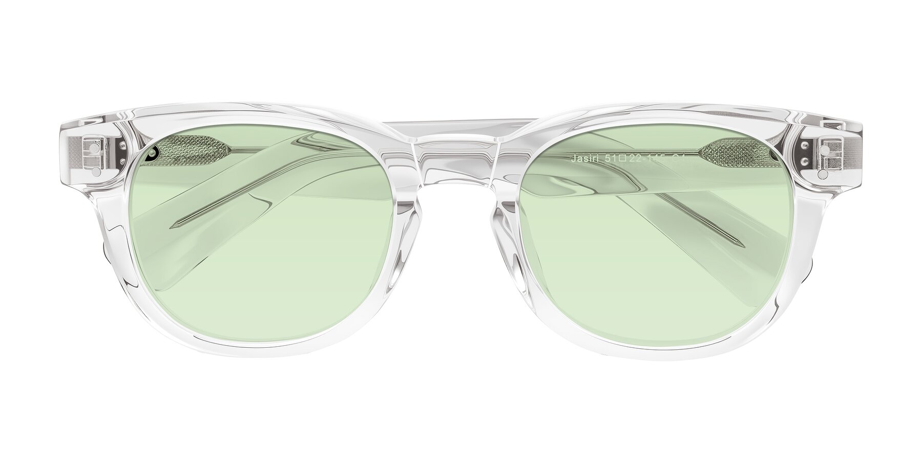 Folded Front of Jasiri in Clear with Light Green Tinted Lenses