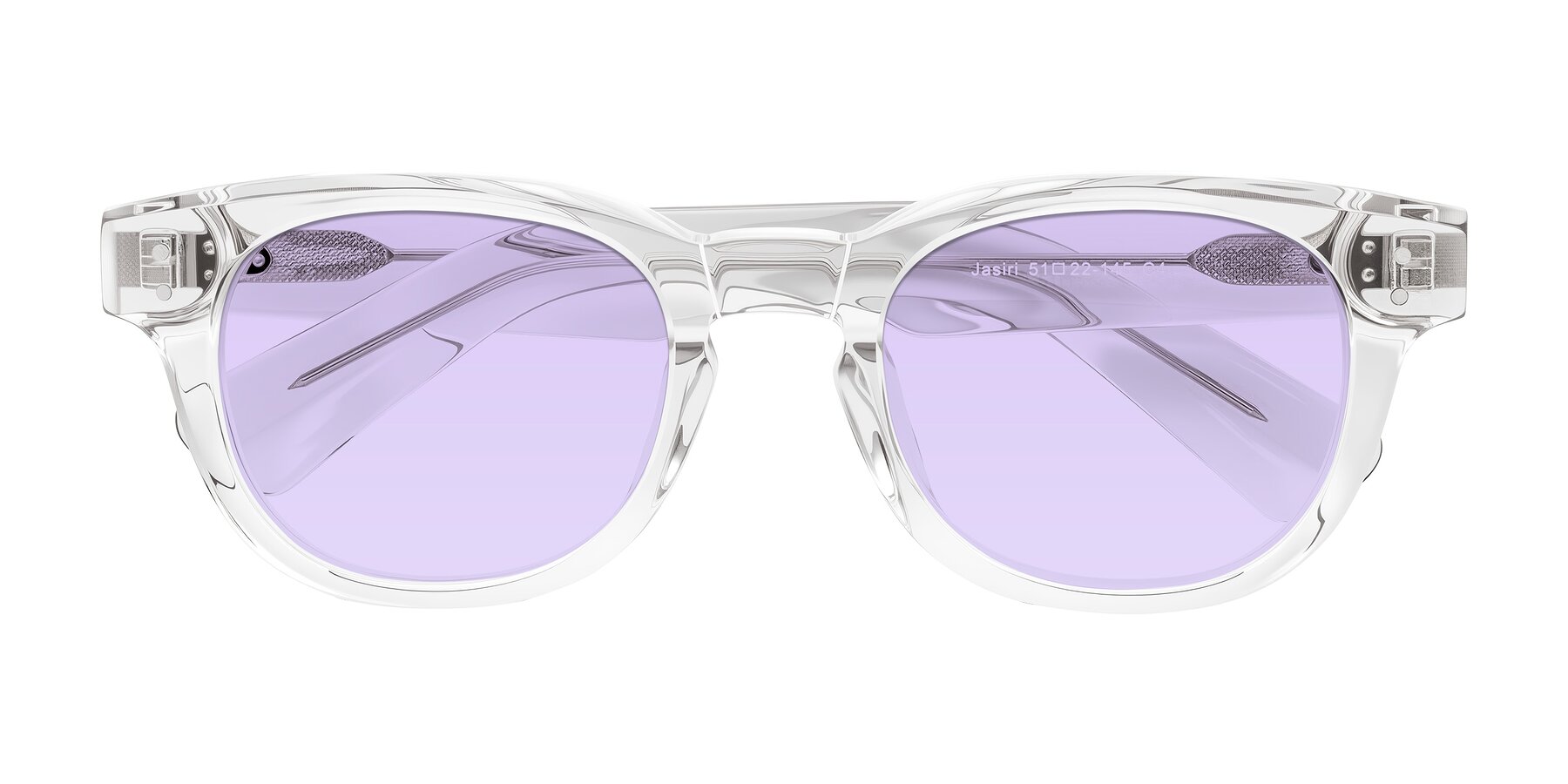 Folded Front of Jasiri in Clear with Light Purple Tinted Lenses