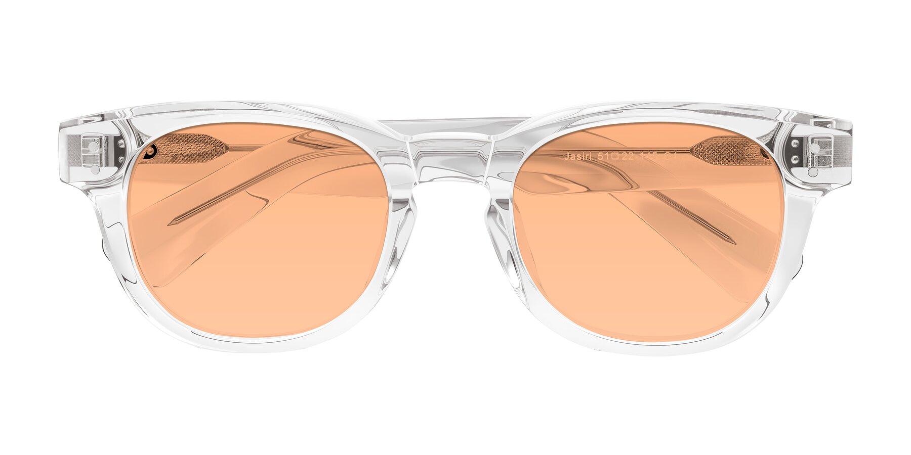 Folded Front of Jasiri in Clear with Light Orange Tinted Lenses