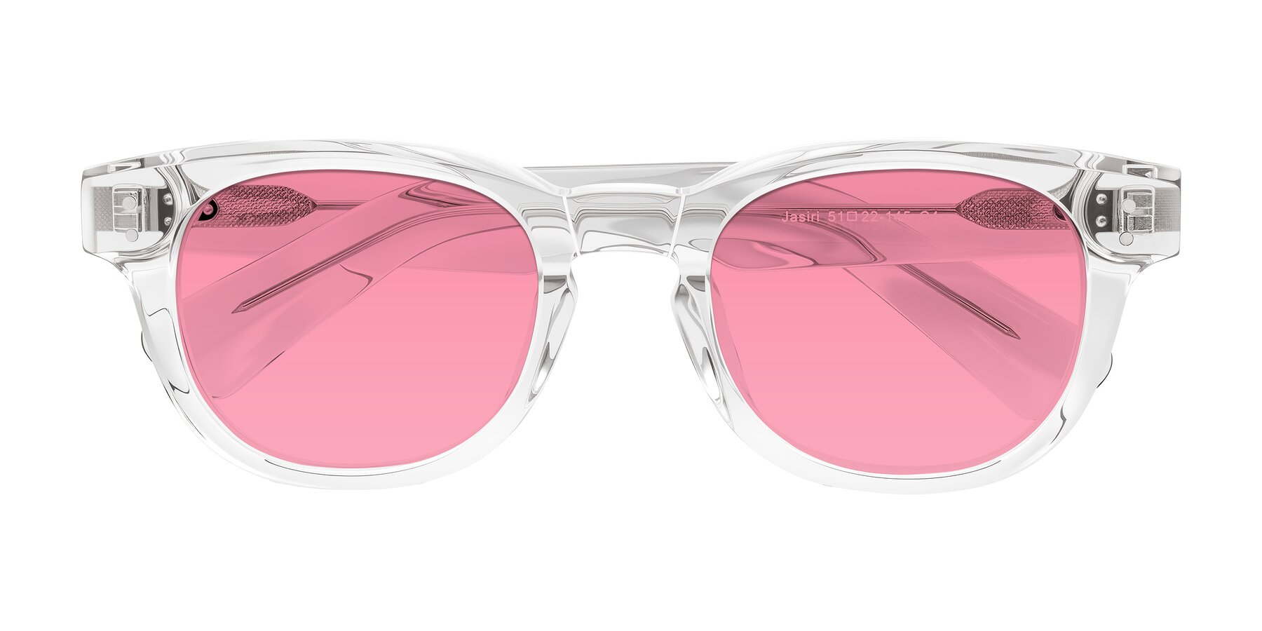 Folded Front of Jasiri in Clear with Pink Tinted Lenses