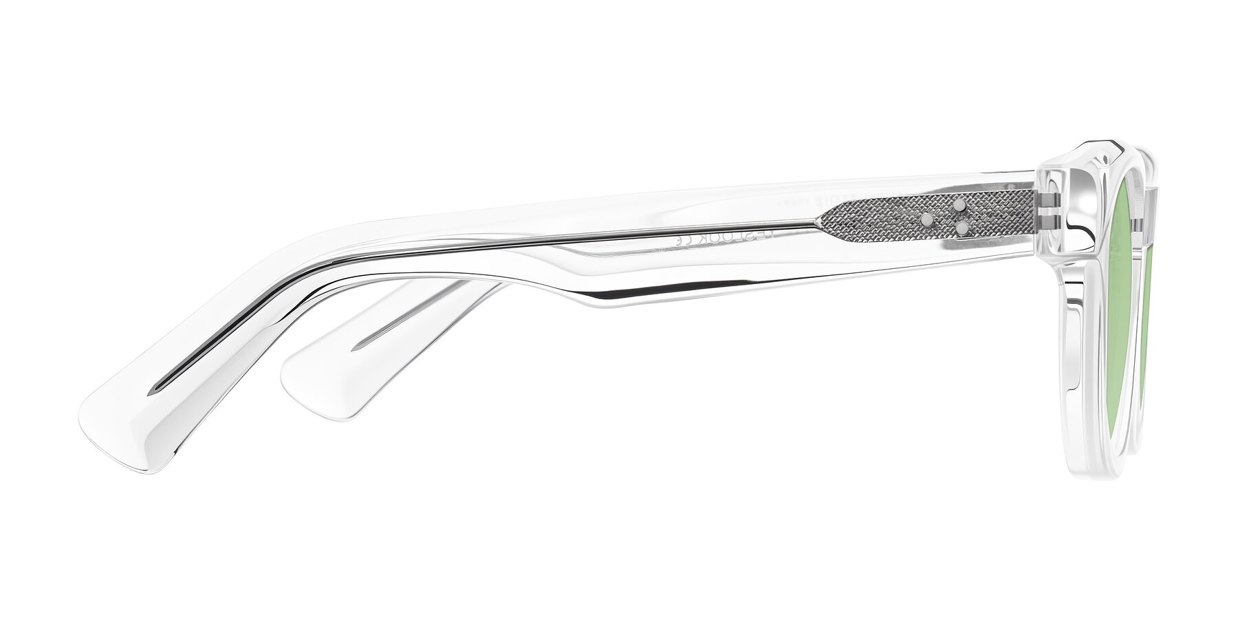 Side of Jasiri in Clear with Medium Green Tinted Lenses