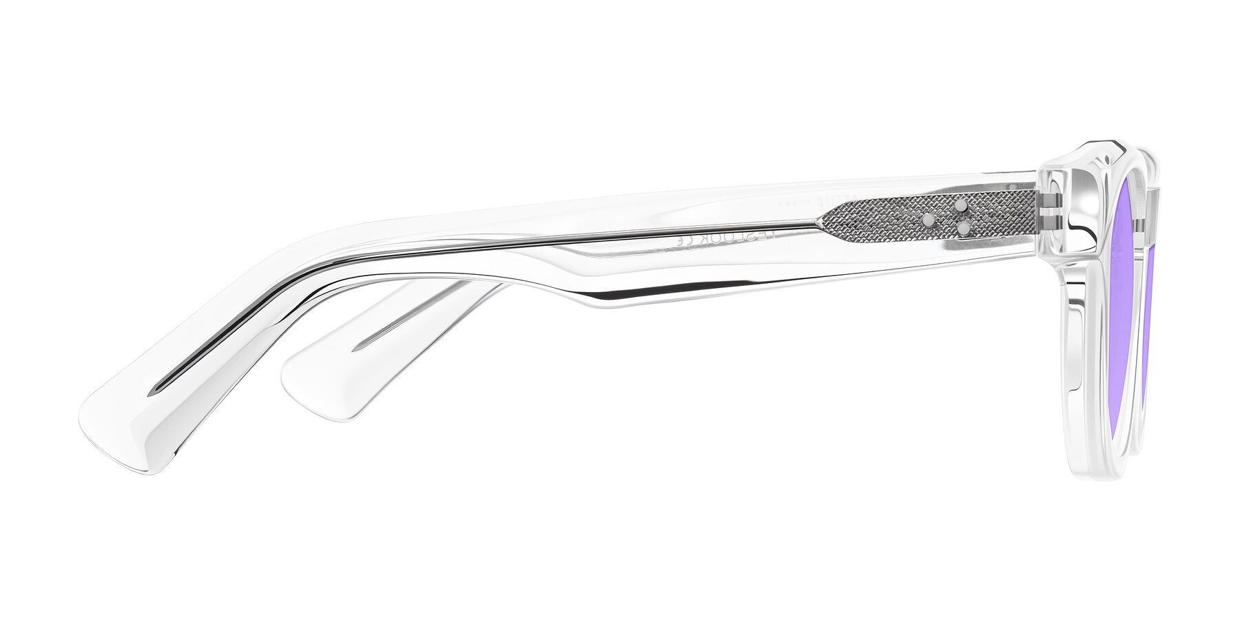 Side of Jasiri in Clear with Medium Purple Tinted Lenses