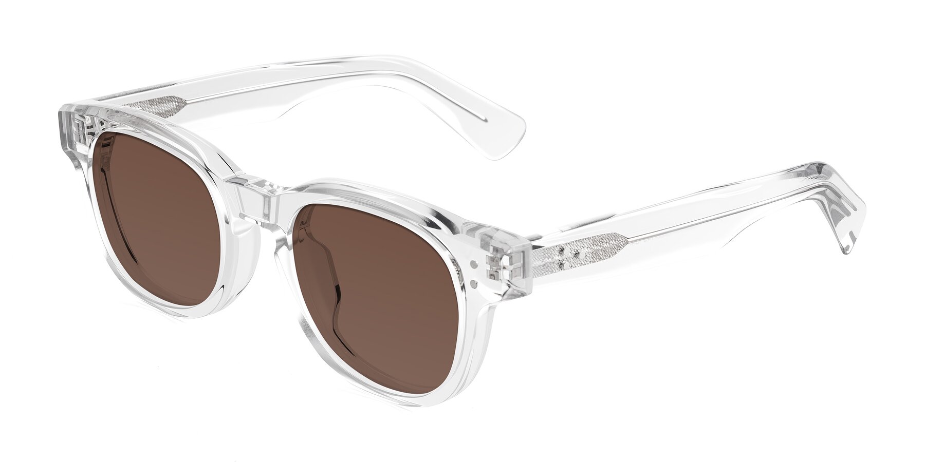 Angle of Jasiri in Clear with Brown Tinted Lenses