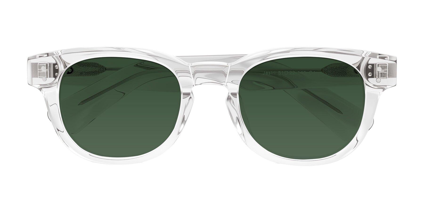 Folded Front of Jasiri in Clear with Green Tinted Lenses