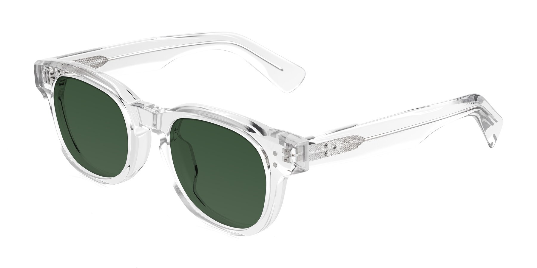 Angle of Jasiri in Clear with Green Tinted Lenses