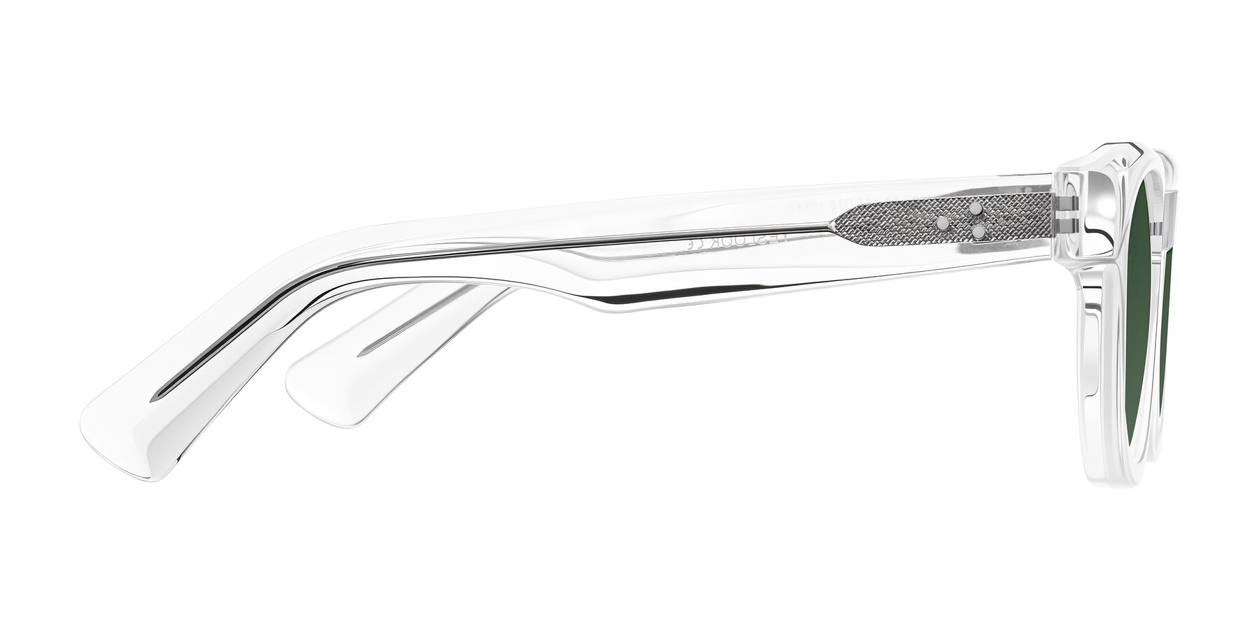 Side of Jasiri in Clear with Green Tinted Lenses