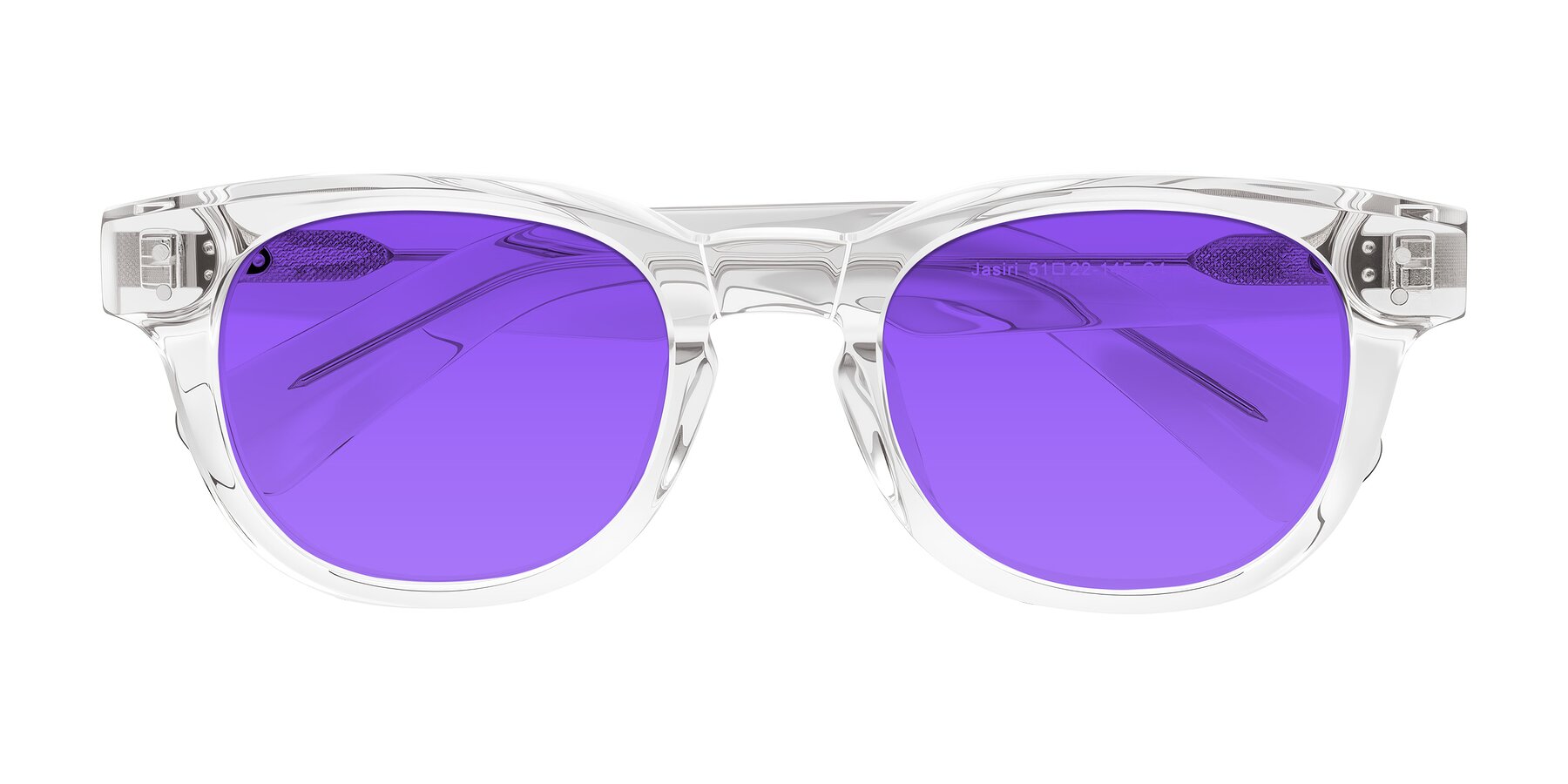 Folded Front of Jasiri in Clear with Purple Tinted Lenses