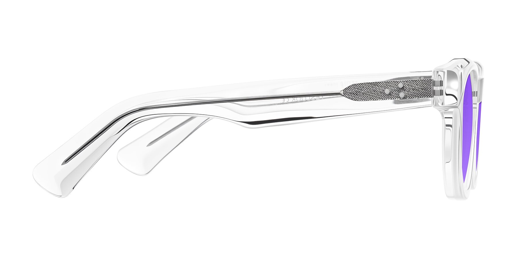 Side of Jasiri in Clear with Purple Tinted Lenses