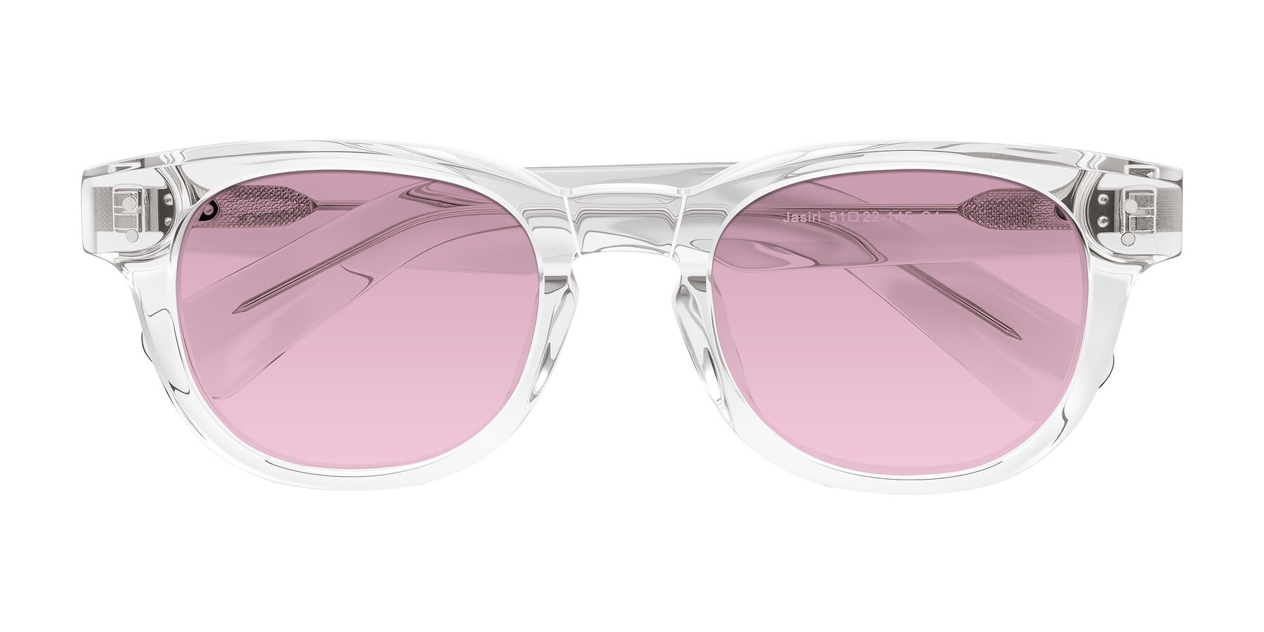 Folded Front of Jasiri in Clear with Light Wine Tinted Lenses