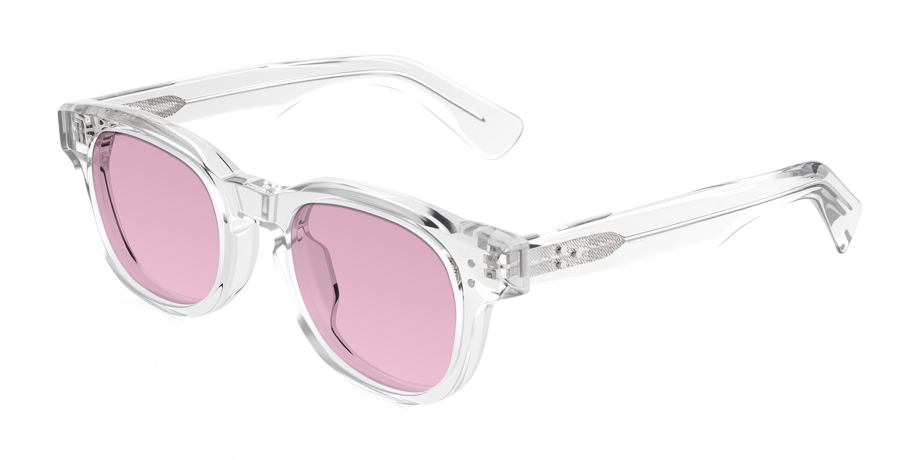 Angle of Jasiri in Clear with Light Wine Tinted Lenses