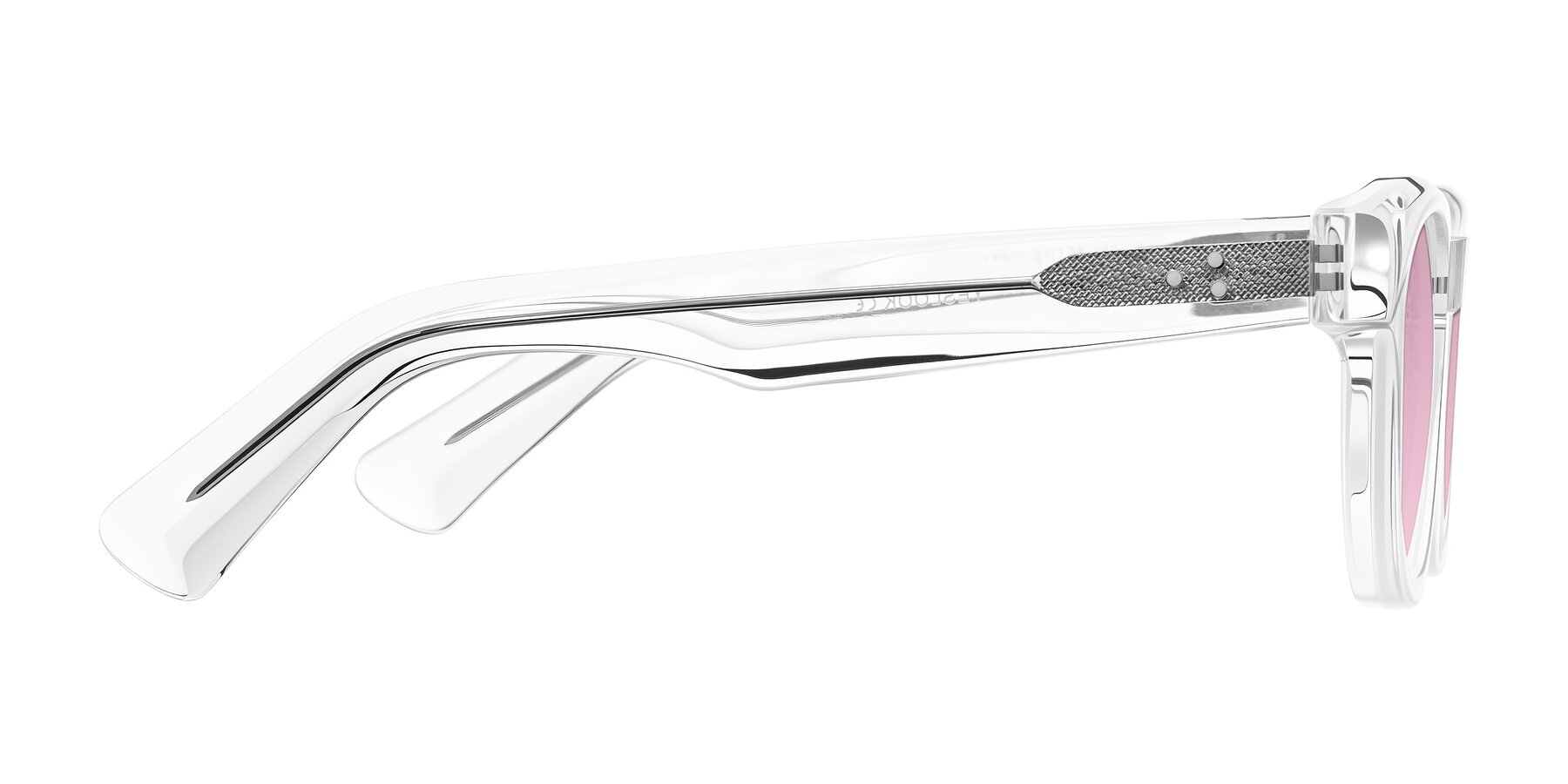 Side of Jasiri in Clear with Light Wine Tinted Lenses