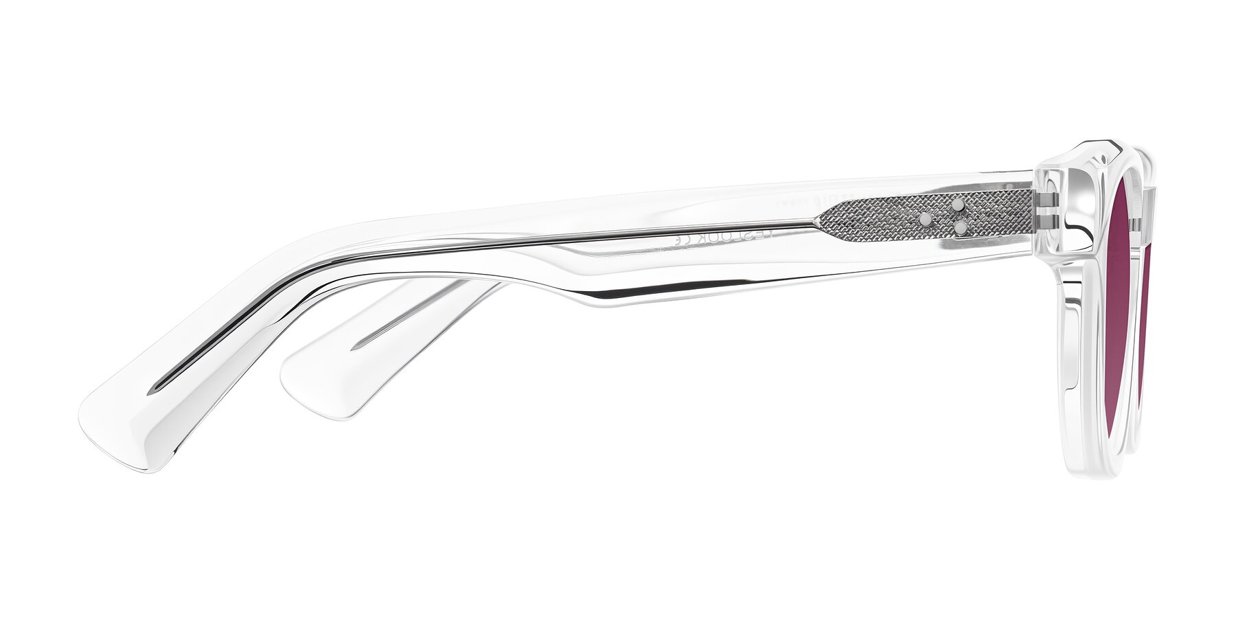 Side of Jasiri in Clear with Wine Tinted Lenses