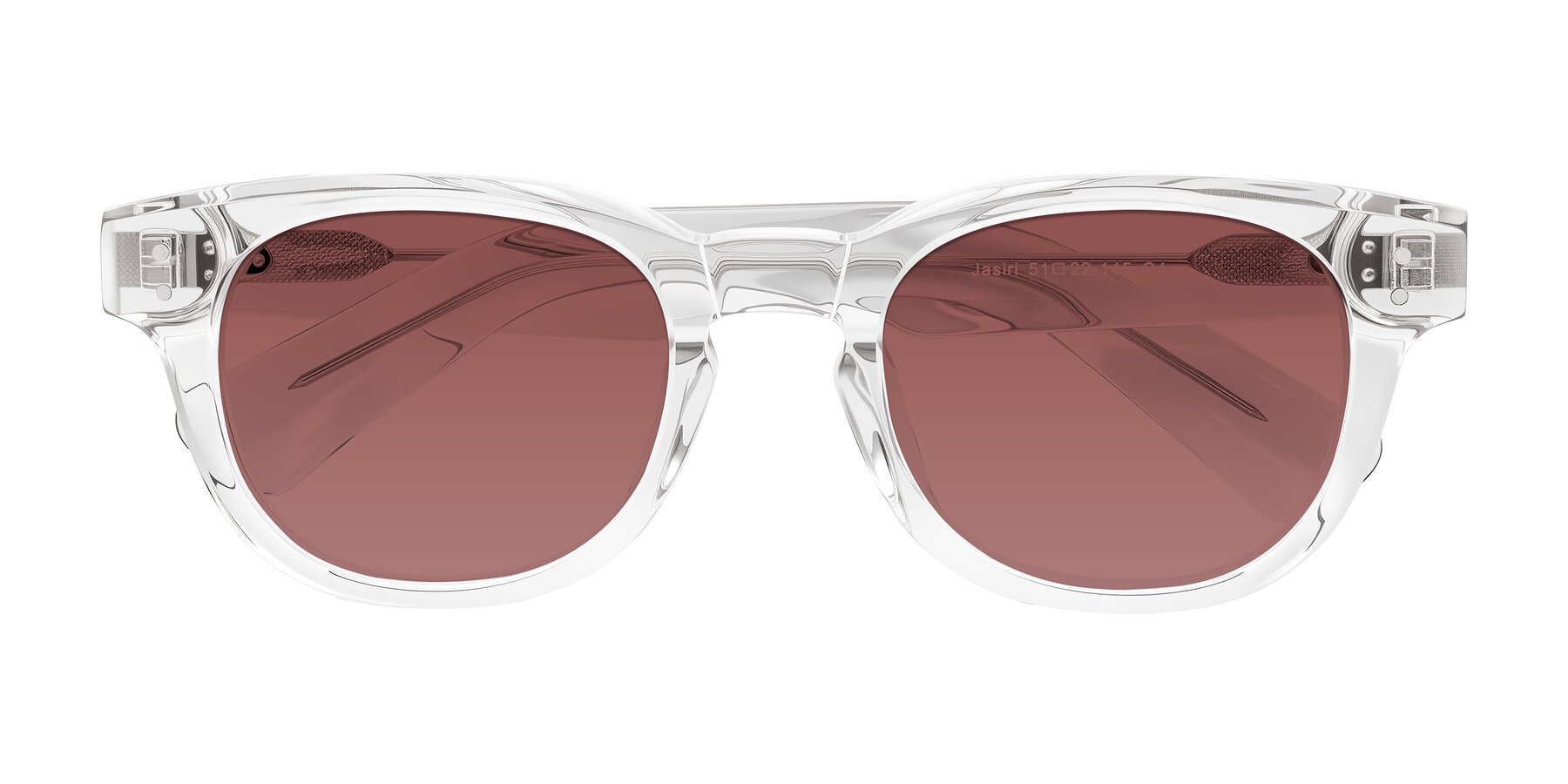 Folded Front of Jasiri in Clear with Garnet Tinted Lenses