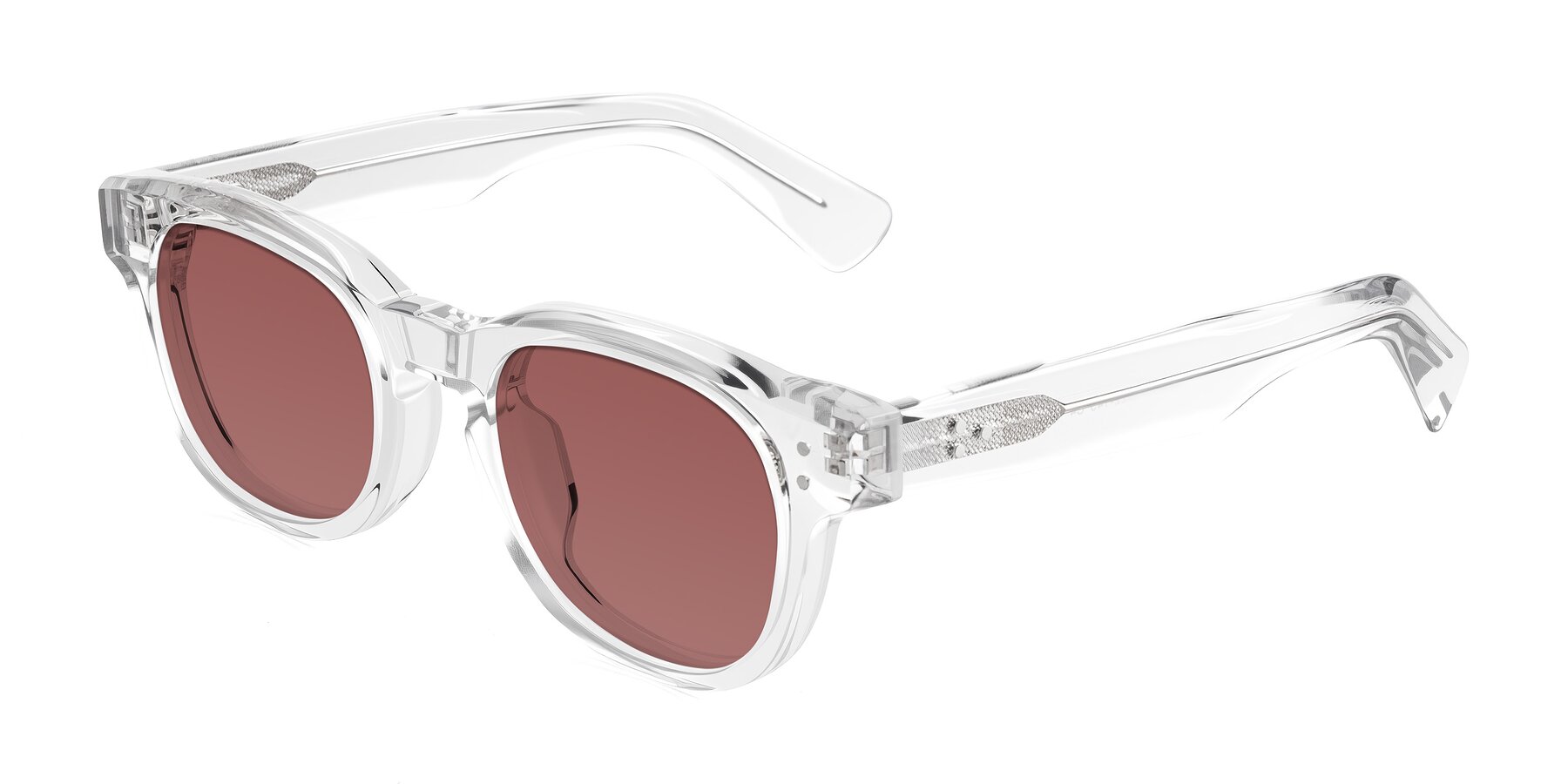 Angle of Jasiri in Clear with Garnet Tinted Lenses