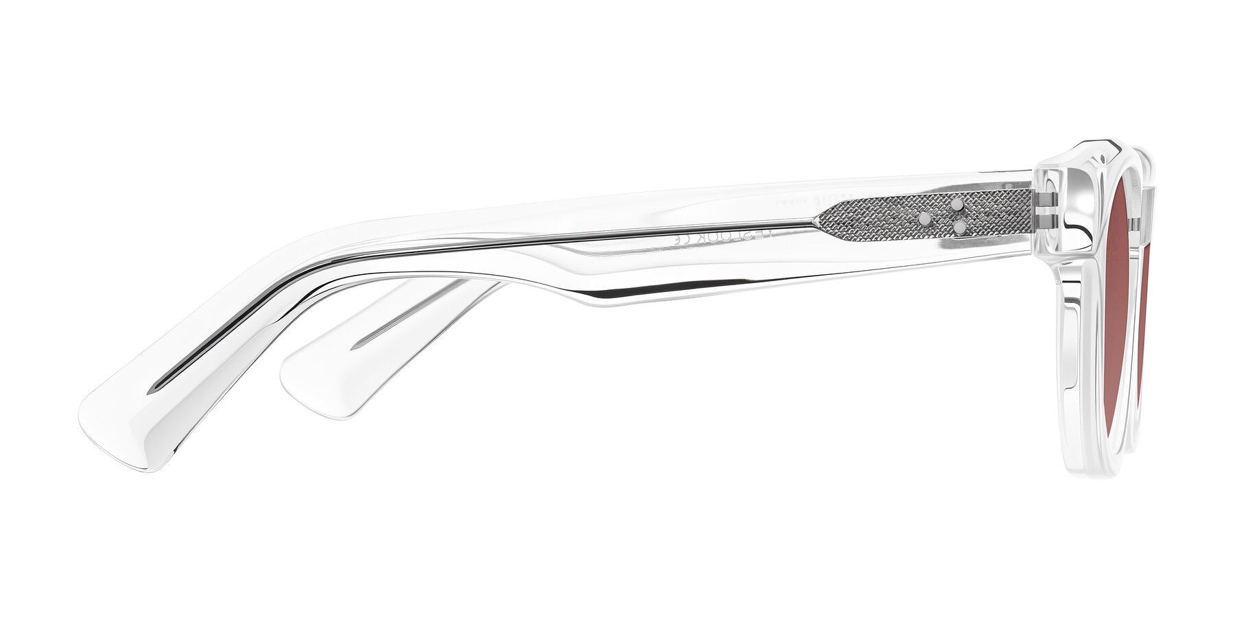 Side of Jasiri in Clear with Garnet Tinted Lenses